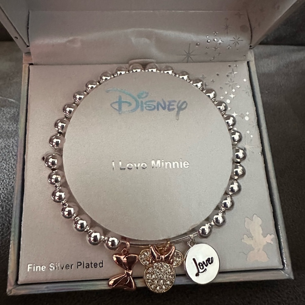 Disney Silver and Rose Gold Minnie Mouse Charm Bracelet